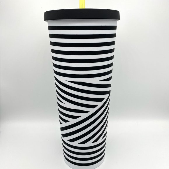 STARBUCKS Black White Zebra Stripe Matte Cold Cup